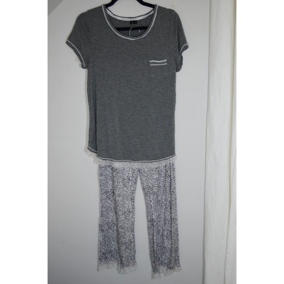 Kensie pajama set gray and white lace size M - Picture 1 of 7